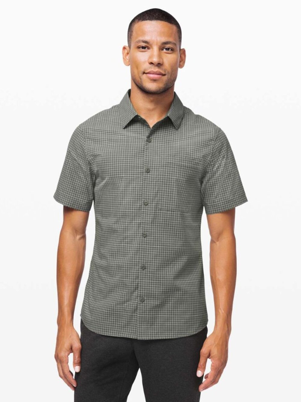 Lululemon Men's Grid Light Short Sleeve Shirt - Grey/Green